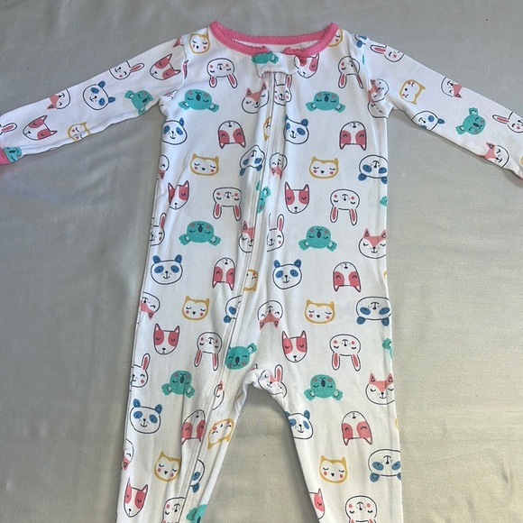 Carter's - Pink and White Footies with Animal Print - Picture 1 of 4